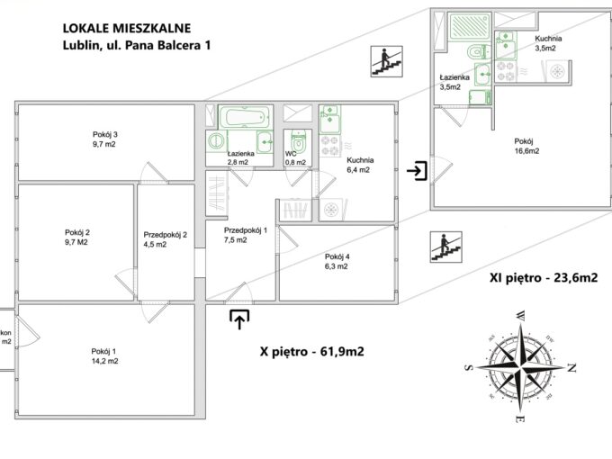 M5: 62m+ NIEZALEŻNE STUDIO 24m/PANORAMA LSM 10/11p